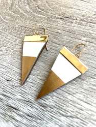 Leather Collection: Dipped Spears-White with Gold