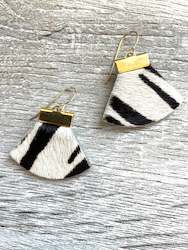 Leather Collection: Zebra Cowhide Leather Rounded Triangular Dangles