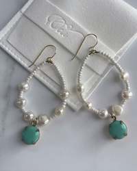 Earrings: Vintage Tears- Pearl Turquoise