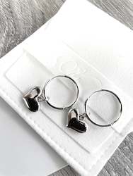 Earrings: Puff Modern Hearts-Silver