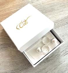 Earrings: Botanical Pearl Hoops-Silver-Gold-Stainless Steel