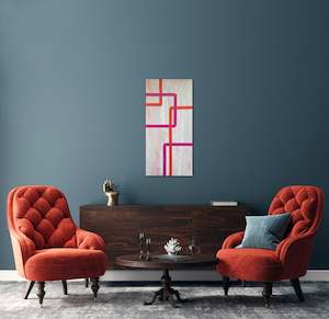 Art Works On Canvas: Original Art Work-Directions series-Tones of orange and pink