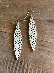 Vegan Leather Earrings: Marquise  Printed Earrings