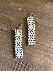 Vegan Leather Earrings: Oblong Printed Earrings