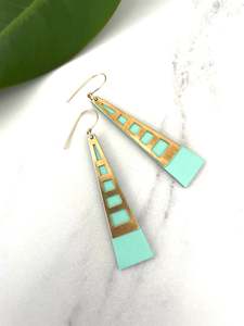 Befallen Leather Collection: Tower Earrings -Windows of Mint