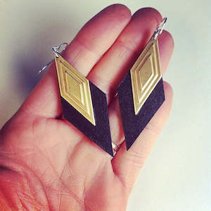Befallen Leather Collection: Diamond Stack Earrings -Narrow Version