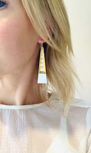 Befallen Leather Collection: Tower Earrings -White open work Version