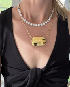 Pebble Necklace-Gold Stainless Steel