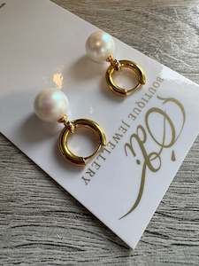 Metals And Pearls: Primero Cream Pearl Rounds on Hoops- Your choice of colour