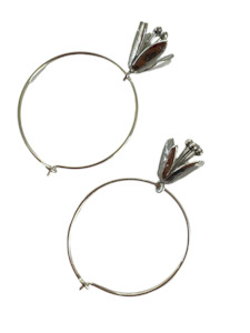 Metals And Pearls: Luxe Loan Botanical Silver Hoop Earrings