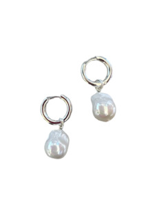 Metals And Pearls: Baroque Pearl Huggie Hoops
