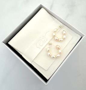 Rice Pearl Moon Hoop