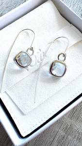 Odi Luxe: Glass Cushion on Ear Wires in Sterling Silver your choice of colour jewel