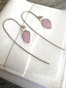 Odi Luxe: Pink Chalcedony Teardrops on 925 Sterling Silver Statement Ear wires