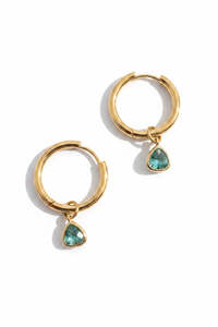 The Odi Edit: Aquamarine Water drop Hoops Gold