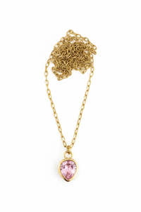 The Odi Edit: Rose Pink Dewdrop on Stainless Steel Necklace