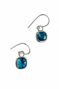 The Odi Edit: Aqua Silver Cushions on Sterling Silver Earwires