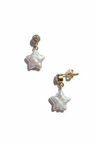 Odi Luxe: Zirconia 14karat gold Filled pearl star studs