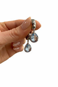 Huggies Collection: Aquamarine Classic Teardrops Silver