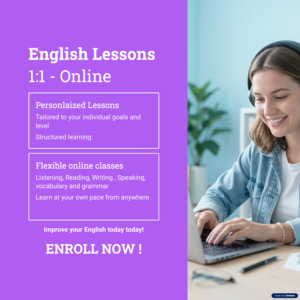 Frontpage: English Lessons - 1:1 Online