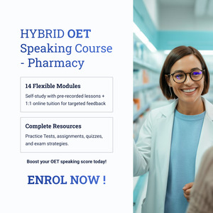 OET Speaking PHARMACY - HYBRID -  Online / 1:1 Course