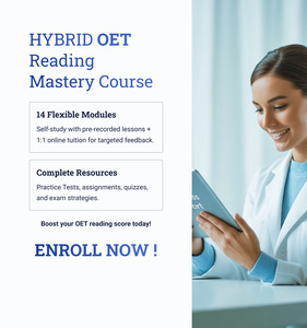 OET Reading - HYBRID -  Online / 1:1 Course