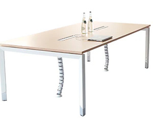 Oblique Height Adjustable Boardroom Table with Power & Data Modules - 2400mm