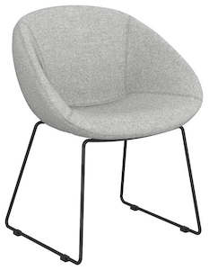Camellia Visitor Chair in Quickship Reef Grey Mist Fabric - 3 Bases