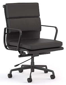 Chairs Seating: Vogue Executive Chair in Black Leather - Midback & Highback