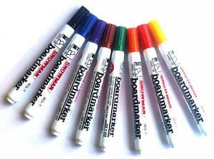 Snowman Chisel Tip Whiteboard Markers - Wallet of 8