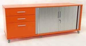 Double Door Tambour Caddy with Drawers