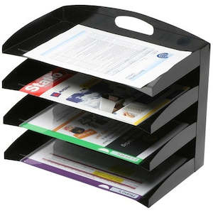 Document Holders Desktop Organisers: Marbig Metal Tray Desktop Organiser - 4 Tier