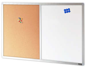Notice Boards: Combination Porcelain Enamel Whiteboard and Corkboard - 10 Sizes