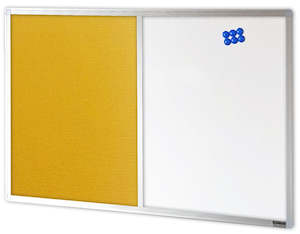 Combination Porcelain Enamel Whiteboard and Fabric Pinboard - 10 Sizes