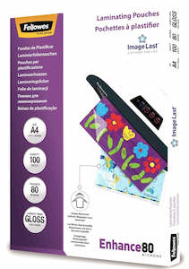 Fellowes A4 80 Micron Gloss Laminating Pouches - Pack of 100 Sheets