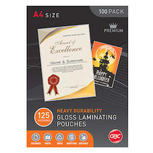 Business Machines Accessories: GBC Signature A4 125 Micron Gloss Laminating Pouches 100Pk