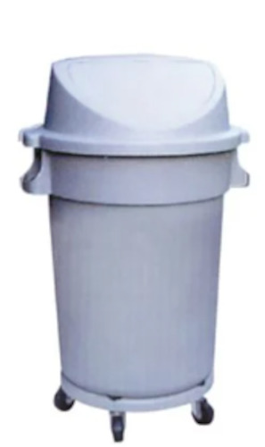 Round Mobile Waste Bin with Flip Lid