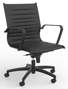 Executive And Boardroom Chairs: Metro Executive Chair in Black PU Leather with Black Frame - Midback & Highback