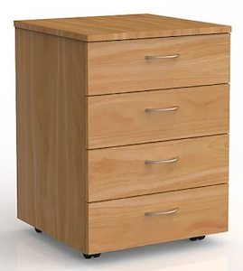 Ergoplan 4 Drawer Desk Mobile in Tawa - Non-locking