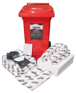 Spill Kits Spill Containment: Oil Spill Kit with Wheelie Bin - 120 Litres