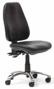 Strauss 3 Lever Highback Executive Chair in Black Leather
