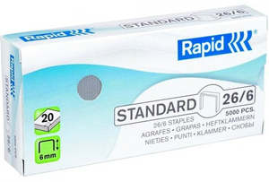 Staplers Hole Punches: Rapid 26/6 Staples - Box of 5000 - 5 Boxes