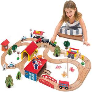 Wooden Train & Track Construction Set