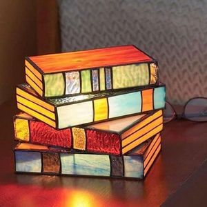 Home Living Home Decor Lighting Lamps: Stained Resin Stacked Books Lamp