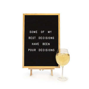 Home Living Home Decor Wall Art: Large Black Felt Letter Board with Oak Frame and 370 Letters