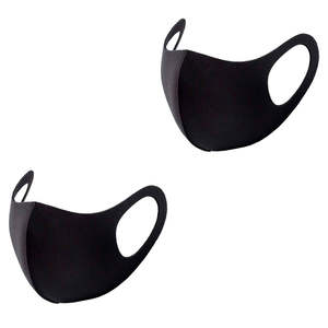 2 Pack Adult Reusable Fabric Face Masks Black