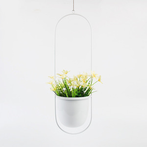 Home Living Home Decor Indoor Pots Planters: Minimalist Metal Plant Hanger Oval Shape White