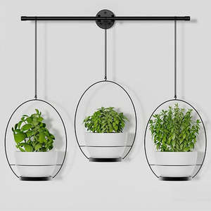 3 Pot Hanging Planter Herb Rack Black