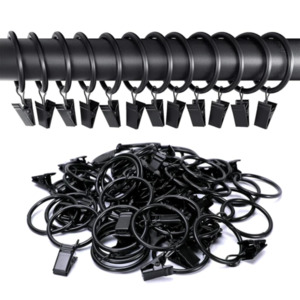 30 Pack Curtain Rings with Clips Hooks