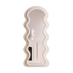 Wavy-Frame Full Length Mirror with Plush Fabric Trim- 170x70cm
